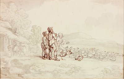 Scena di fattoria con stormo di oche da Thomas Rowlandson